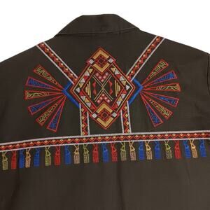 Boho Jane Vintage Shacket S Oversized Military Southwest Embroidered‎ Twill Boho